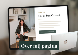 Over mij-pagina voorbeeld op tablet met persoonlijke introductie