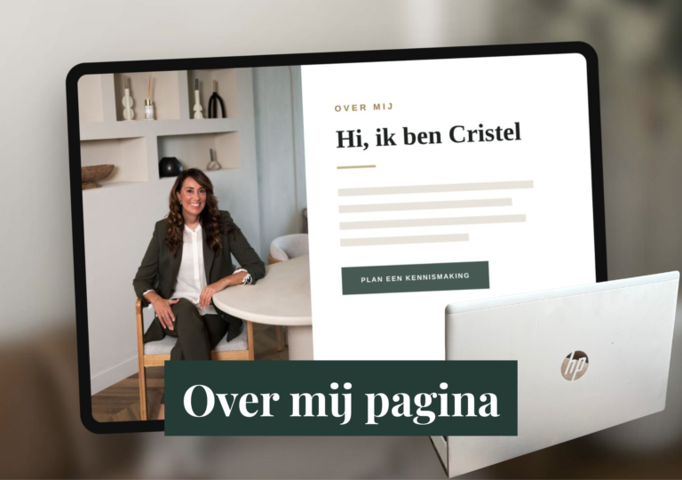 Over mij-pagina voorbeeld op tablet met persoonlijke introductie