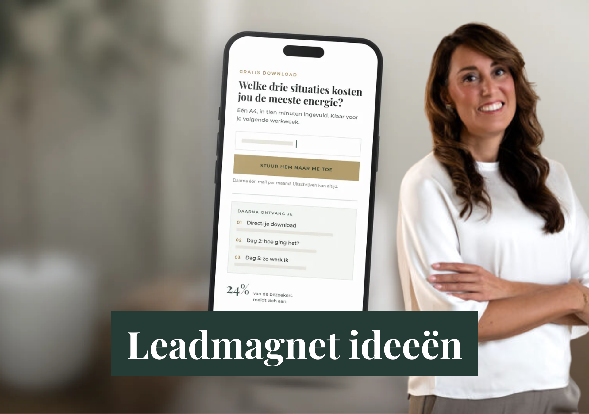 Laptop met een overzicht van zes leadmagnet ideeën die aanmeldingen opleveren voor een praktijk