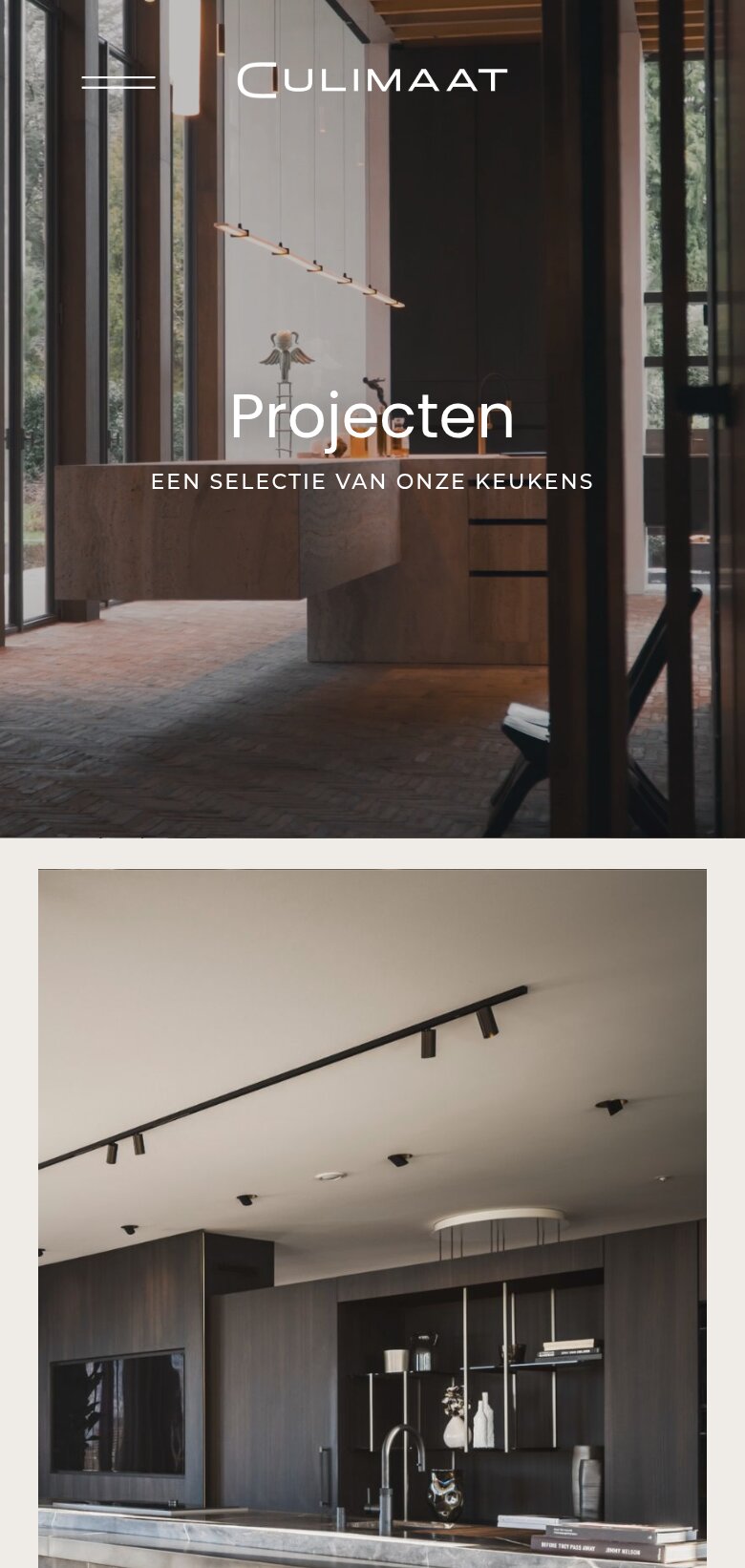 De projectenpagina van Culimaat op een telefoon